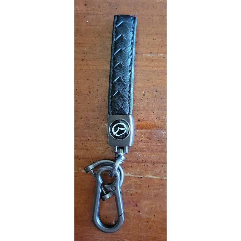 Mazda Leather Keychain Gunmetal Gray with screwdriver NEW